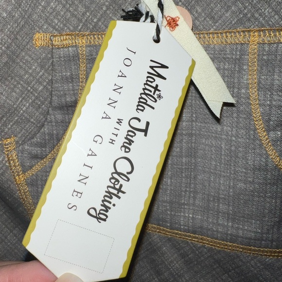 &Matilda Jane Overalls with textured grey look and orange thread - Picture 8 of 8